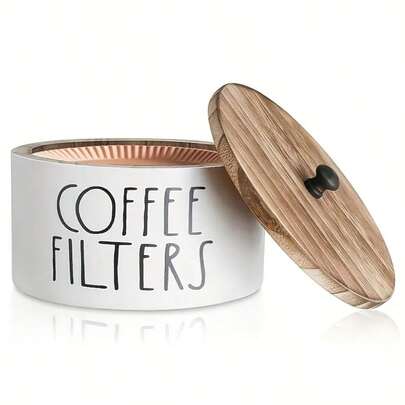 1pc Coffee Capsule Holder, Composite Wood Moisture-Proof Organizer With Dome Lid For Coffee Pods/Tea Bags, Multi-Use Kitchen Counter Decor & Gift-Ready Coffee Bar Accessory, 6.3inch