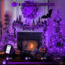 KBO JMEXSUSS 600 LED Orange Lights For Halloween Decor, Orange String Lights Outdoor Waterproof, Plug In Halloween String Christmas Light For Indoor Room Party Tree Yard Fall Decorations - Purple - View 3