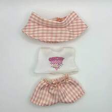 [Solo ropa] Nuevo muñeco de peluche creativo de 17 cm de la 1ra/2da/3ra generación Labobo con conjunto de ropa casual a cuadros lindo y cambiable para Labubu