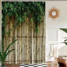 1 件竹叶和芦苇浴帘 - 高品质涤纶数码印花花卉浴室装饰，无需钻钩，可机洗，优雅的植物设计，适用于水疗般的休闲空间，可爱的浴室装饰，易于悬挂的窗帘，自然风格的装饰，易于护理的面料 - 薰衣草色 - 查看 5
