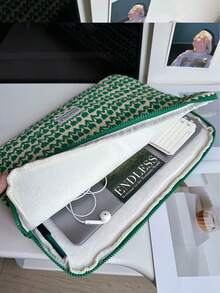 Green Retro Corduroy Computer Bag 10/13/15 Inch Lightweight Computer Liner Bag IPad Protective Cover Autumn University Essentials Laptop Bag For Women Mac Book Case Laptop Sleeve Back To School Laptop Case Laptop Cover For Travel Waterproof Portable For Men Laptop Bags