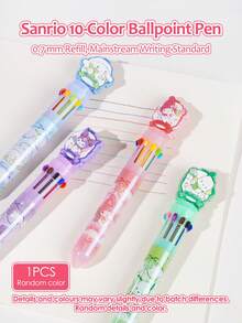 Sanrio Penna a sfera retrattile di alta qualità Sanrio da 0,7 mm, penna a sfera retrattile a tema Melody, Kuromi, Pompompurin, penna decorativa per scrivere, disegnare, forniture per ufficio e scuola per ragazze