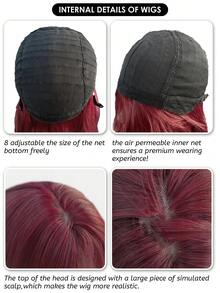 alicegarden 1 Synthetic Heat-Resistant Wig, A Red Curly Wig With Bangs, 30 Feet Long, Made Of Fiber, Suitable For Daily Use, Natural Simulation Wig - Red - View 6