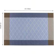 Washable Vinyl Placemats Set Of 4 For Indoor/Outdoor Use - C-rhombus-blue - View 7