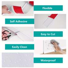 1 pieza de 1m/3m/6m de longitud x 8cm de ancho, zócalo flexible autoadhesivo de PVC - Zócalos de plástico flexibles para el hogar, oficina y tienda - Ribete de bajo mantenimiento, decoración del hogar, decoración de oficina, zócalos modernos, para entusiastas del bricolaje