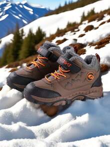 1 Pair New Winter Plush Winter Shoes For Boys, Outdoor Hiking Boots