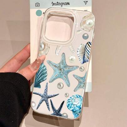 1pc Creative Acrylic Personalized Pattern White Light IMD Shockproof Phone Case Compatible With Iphone 16 15 14 13 12 11 Pro Max, Apple Protective Cover, Fashionable Unisex Phone Accessories, Colorful Painting