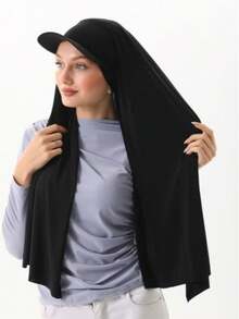 1 pieza Gorra de béisbol clásica de moda casual y versátil de unicolor estilo árabe de Oriente Medio para mujer, gorra de béisbol, gorra turbante, adecuada para protección solar en verano y otoño - Negro - Ver 2