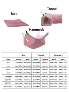 3pcs Sugar Glider Double-Layer Hammock, Ferret Hideaway Tunnel House, Pet Mat Combo Set, Suitable For Small Pets Like Sugar Glider, Hamster, Rabbit