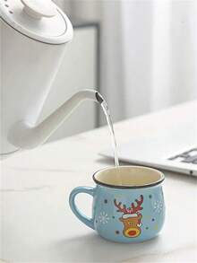 1 pieza Taza de café de Navidad, taza de cerámica como regalo, chocolate caliente navideño para mamá, mujeres, familia, amigos, decoración de bandeja escalonada de estilo rústico, bar