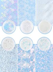 6 件/套白色雪花树脂填充闪光亮片 - 雪花细粉片 - 用于 DIY 圣诞模具填充材料 - 珠宝和钥匙扣制作、圣诞工艺装饰 - 白色 - 查看 1