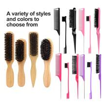 男士美发造型梳胡须刷套装（4件套），适用于边缘和后脑勺梳理、梳理、打造顺滑发型，是返校、旅行度假的必备佳品。这款梳子套装包含各种梳子，可用于理发、打造顺滑发型、卷发造型、解结、球形梳、迷你梳等，是圣诞节、美发、木质梳子、美发工具、发型设计、美发、梳子、梳子套装、卷发梳、解结梳等，也适用于女士。理发店必备，是美发用品的理想之选。 - 彩色 - 查看 2