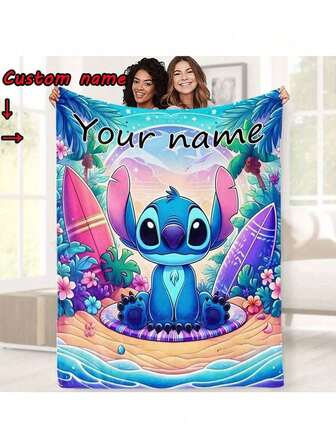 1pc Disney Cartoon Customized Throw Blanket Soft Warm Fleece, Customizable Name, Disney Cartoon Stitched, Mixed Color, Contemporary Anime Theme, Soft Composition, Knitting Weaving, Hand Wash Only, Multipurpose, For Bed, Sofa, Chair, All Seasons,Durable,Breathable,Lightweight,Washable,Funny,Cute,Love,Soft,Comfortable,Elegant,Simple,Custom,Personalized,Unique,Ideal Gifts For Him,Ideal Gifts For Her,Him,Her,Boyfriend,Girlfriend,Dad,Mom,Family,Friends,For Anniversaries,For Mother's Day,For Birthdays,For Valentine's Day,For Graduation,For Father's Day,For Weddings,For Housewarming,Sofa,Bed,Car,Tea Room,Bedroom,Bathroom,Living Room,Dining Room