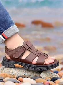 Sandalias para Hombre de Playa y Senderismo - Punta Abierta, Suela Blanda Antideslizante, Transpirables de Cierre de, Cómodas y Duraderas para Exteriores - Marrón - Ver 7