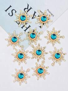 10pcs Baroque Style Transparent Jelly Color Gemstone Sunflower Jewelry Accessories DIY Earrings Bracelet Necklace Alloy Pendant