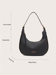 Women's Solid Color PU Leather Shoulder Bag, Multifunctional Crossbody Bag, Suitable For Commuting, Adjustable Strap - Black - View 3