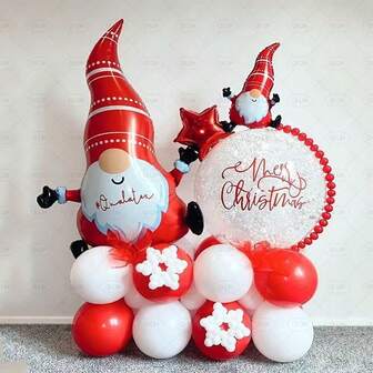 16pcs Christmas Party Decoration Balloons, Santa Claus Red, Red & White Latex Balloons, Pentagram, Suitable For Christmas Party, Birthday, Scene Decoration Balloons, Gift For Family And Friends Home Decor Christmas Decorations Room Decor Winter Christmas Decorations Home Christmas Gifts Christmas Decor