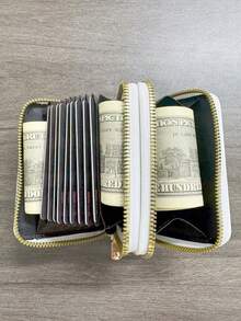 حقيبة بطاقات، حقيبة تخزين البطاقات الائتمانية للرجال والنساء، محفظة صغيرة جديدة مزدوجة الطبقات سحاب، محفظة عملات للرجال والنساء، للتسوق اليومي، الرحلات المدرسية والهدايا للحبيب للنساء، للفتيات، للسيدات، للإناث، مستلزمات مدرسية للغرفة الداخلية والعودة إلى المدرسة