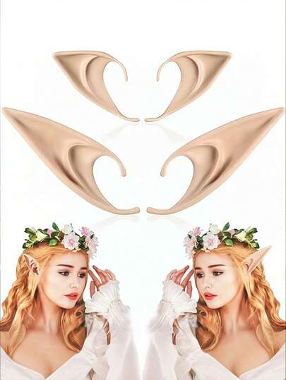 4pcs Halloween Cosplay Elf Ear Props, Gothic Style Sexy Party Costume Accessories, Photo Props For Festival, Party, Performance