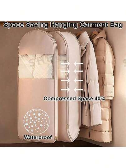 1pc Garment Dust Cover Bag, Hanging Wardrobe Clothes Storage Compression Bag