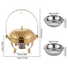 Gold Stove, Hanging Lid Dining Stove, Diamond Hanging Lid Stove For Buffet, Party , Camping,Chafing Dish, - Gold - View 4