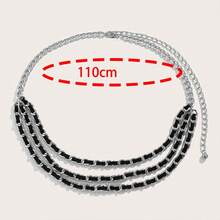 1pc Handmade PU Wrapped Metal Waist Belt For Women, Fashionable & Versatile Triple Layer Metal Waist Belt - Multicolor - View 3