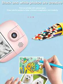 Máy in ảnh kỹ thuật số Dmall Plus kèm 3 cuộn giấy in nhiệt, màn hình HD 2 inch, độ phân giải 2400W, chụp ảnh 720P, pin sạc tích hợp 1200mAh, sạc USB tiện lợi, sạc đầy trong 2 giờ, có thể chụp liên tục hơn 2500 ảnh, xoay 180 độ, thích hợp để khám phá thế giới từ nhiều góc độ chỉ với một nút bấm in ảnh. - Nhiều màu - Xem 8