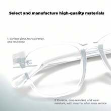 1 Piece Of Minimalist Flat Light Glasses, A Natural Beauty Tool, A Must-Have Decorative Mirror For Fashionistas In Street Photography, A Transparent Lens Frame, Suitable For Use On Computers, Televisions, Games, And Mobile Phones, Unisex Glasses - 無色 - 查看 4
