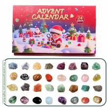 تقويم الميلاد المجيد ل- 24 يوم، يتضمن 24 حجر كريم طبيعي فضفاض، بلورات الجبس، مجموعة جمع المعادن DIY، طقم علمي تعليمي، طقم هدايا عيد الميلاد - صندوق أعمى لعيد الميلاد - مشاهدة 14