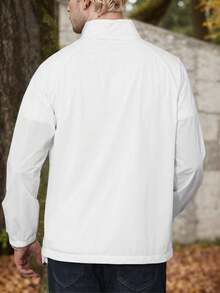 SANOPY Men's Casual Quarter Zip Pullover Sport Lightweight Jacket Hiking Golf Men Standing Tie Pocket - trắng - Xem 3