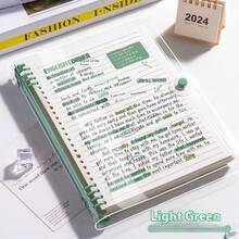 1 pieza Cuaderno de tapa blanda transparente tamaño A5, 60 hojas/120 páginas por libro, esencial para volver a la escuela, páginas desprendibles, encuadernación espiral desmontable, diseño resistente al agua - Ideal para suministros de oficina diarios y estilo minimalista, gran regalo para amantes de la música