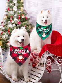 1pc Christmas Triangle Scarf, Suitable For Cats, Dogs, Pet Parties, New Year Celebrations, Christmas Decorations