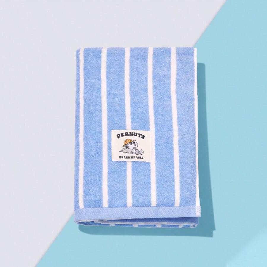 Miniso 史努比海洋日记系列100%纯棉条纹浴巾 高支纯棉面料+强吸水 柔软亲肤不掉毛(1条) - 彩色 - 查看 1