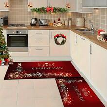 Paillasson thème noir et or de Noël avec design d'arbre de Noël et couronne de renne - résistant à la saleté, léger, convient pour la salle de bain, le salon, la chambre, la cuisine, le bureau - décoration de Noël