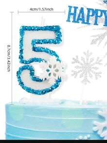 Bougies décoratives pour gâteau avec flocons de neige blancs à bordure bleue, cristaux et numéros 0-9 pour anniversaire, anniversaire, fête d'anniversaire, thème de Noël
