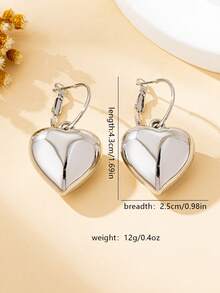 1 Pair Women's Fashionable Volumptuous Heart Shaped Earrings, Suitable For Daily Wear - Heart - View 11