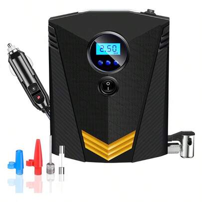 Bomba de ar para encher pneus de carro, compressor de ar portátil LED elétrico, bomba de ar para encher pneus de carro, 150 PSI, 12 V, automática com função SOS de emergência
