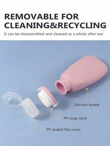 1 Set Silicone Travel Bottles, Shampoo, Cosmetics, Lotion Refillable Containers, Leak-Proof Design, 30ml, 60ml, 90ml Sizes - Dusty Pink - View 5