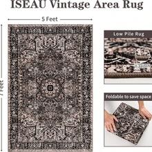 Alfombras vintage de pelo corto y suave para sala de estar, grandes, lavables a máquina, antideslizantes, para dormitorio, comedor, oficina y decoración del hogar. - Marrón - Ver 5