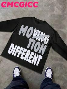 EMCGICC Street Life Men's Y2k Style (250 Cotton T-Shirt) Long Sleeve Shirt, Cotton Graphic T-Shirt, Men's Hip Hop Style - Long Sleeve T-Shirt, Fun Vintage Shirt, Regular Fit, Street Style, Halloween, Digital Print, Ideal Gift - màu đen - Xem 2
