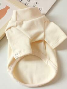 柔软贴身纯色宠物内衣，幼犬T恤，狗狗T恤和猫咪衣服，适合小型/中型宠物的舒适宠物服装 - 米色 - 查看 6