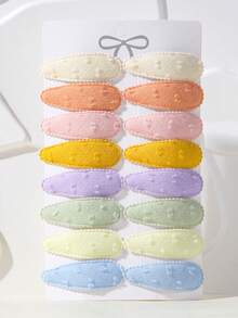 16pcs/Card Handmade Crochet Hair Clips, Baby Girl Gift, Children Hair Accessories - 彩色 - 查看 15