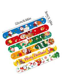 12 pièces/set Bracelet de fête en plastique, bracelet de poignet à motif de Noël pour la fête, cadeau de fête parfait, couleur de style aléatoire