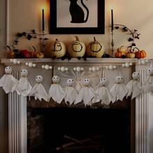1 szt. Dekoracja kominka z motywem ducha na Halloween – funkcjonalne wiszące ozdoby do kominka, do salonu, do aranżacji nawiedzonego domu, idealne do przerażającej, sezonowej estetyki