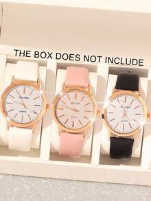 3pcs Fashion Elegant Gift Set: Casual Floral Quartz Watch, Versatile Leather Belt, Suitable For Gifts, Sisters And Couples
