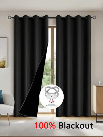 2pcs Blackout Curtains, 100% Waterproof, Thermal Insulated, UV Blocking, Suitable For Luxury Living Room, Bedroom, Home Decor, Christmas Decoration, Bedroom Curtains, Christmas Gift