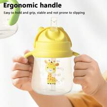 Vaso con pajita multidireccional para niños, vaso con pajita con peso y asa de transición a prueba de fugas, apto para niños a partir de 6 meses - Naranja - Ver 5