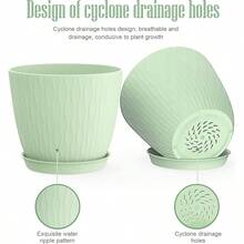 6 Inch Plant Pots 6 Pack Flower Pots For Indoor And Outdoor Use Planters With Drainage Holes And Saucers Black - 綠色 - 查看 3