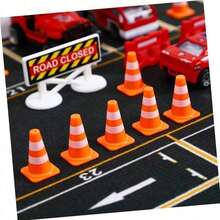 6/10 件迷你交通锥，迷你模拟安全锥路障标志，小型交通标志足球锥，适用于沙箱、工程、建筑、施工角色扮演