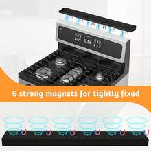 2pcs 30 Inch Magnetic Stove Top Shelf Spice Rack Storage, Silicone Top Heat Material Stove Rack Shelf Flexible Seasoning Organizer Kitchen Shelves Gadgets (Black) - 黑色 - 查看 6